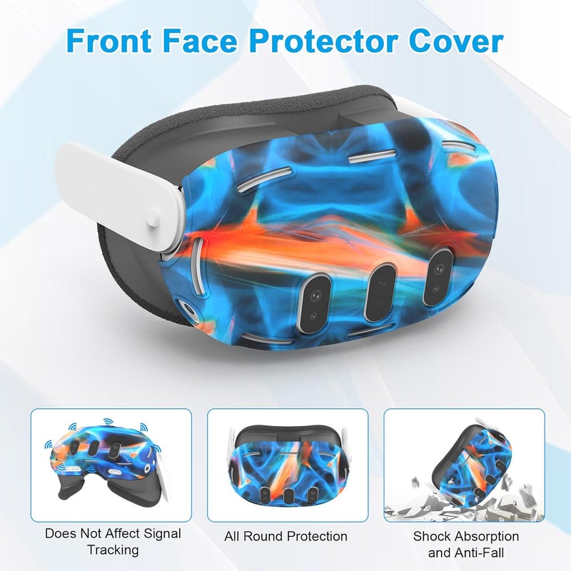 Relohas Deluxe 5 in 1 Silicone Accessories for Meta Quest 3, VR Protective Case Set, Controller Grip Cover, VR Shell Cover, Face Cover, Gifts for Christmas & Halloween (Aurora) - Image 5
